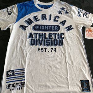 American Fighter Athletic Division White and Blue Tee
